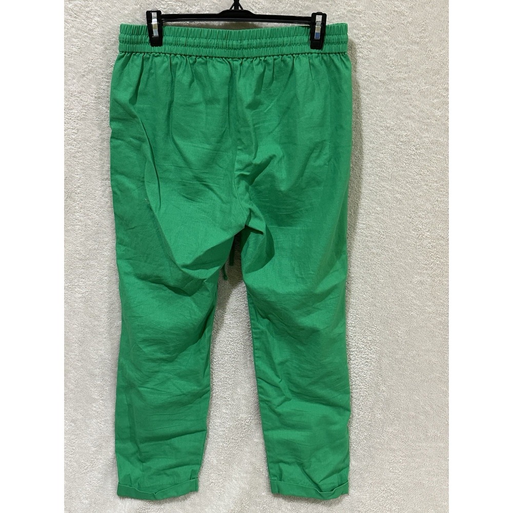J Crew Pants Womens Size 6 Kelly Green Cotton Linen Pull On‎ Drawstring - Picture 4 of 9